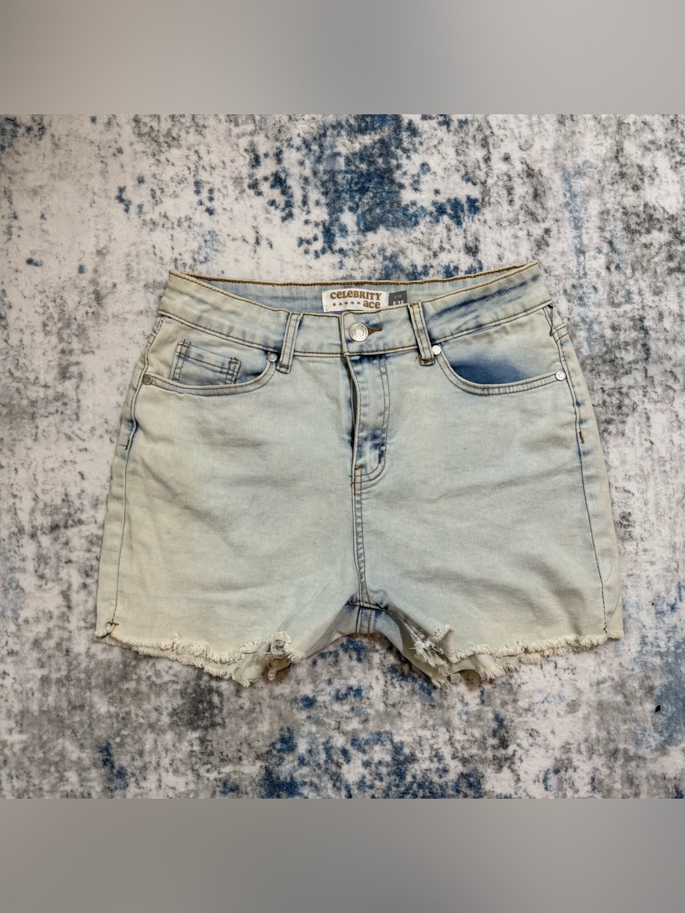 Celebrity Ace Light Blue Frayed Hem Denim Shorts